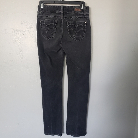 Levi's 529 Curvy Straight Jeans Black Faux Flap Pockets Women's 4 27x32 Denim - Picture 1 of 8